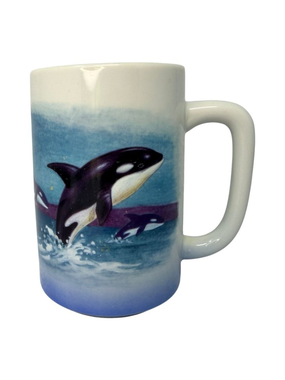 Vintage Otagiri Orca Whale Mug Japan Coastal Ocean Coffee Cup Nautical 1980s‎